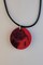 Handcrafted Black and Red Circle Pendant Necklace or Keychain product 1